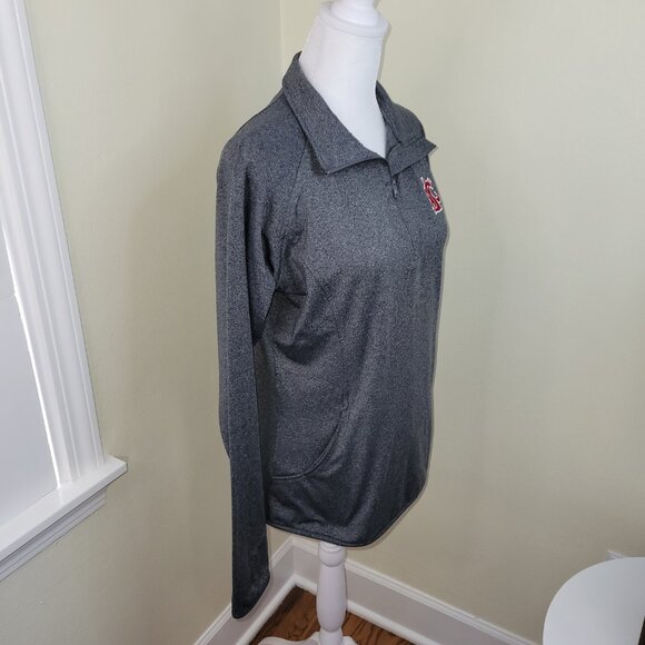 WSU Cougar Quarter Zip Long Sleeve Sweat Jacket Heathered Gray Women's Size M - Picture 6 of 14